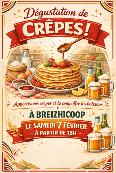 Dégustation de crêpes dans le magasin